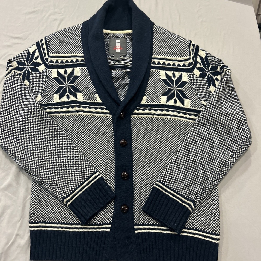 Jeans By Buffalo Cardigan Shawl Button Knit‎ Sweater Men L Grandpa Acrylic Wool